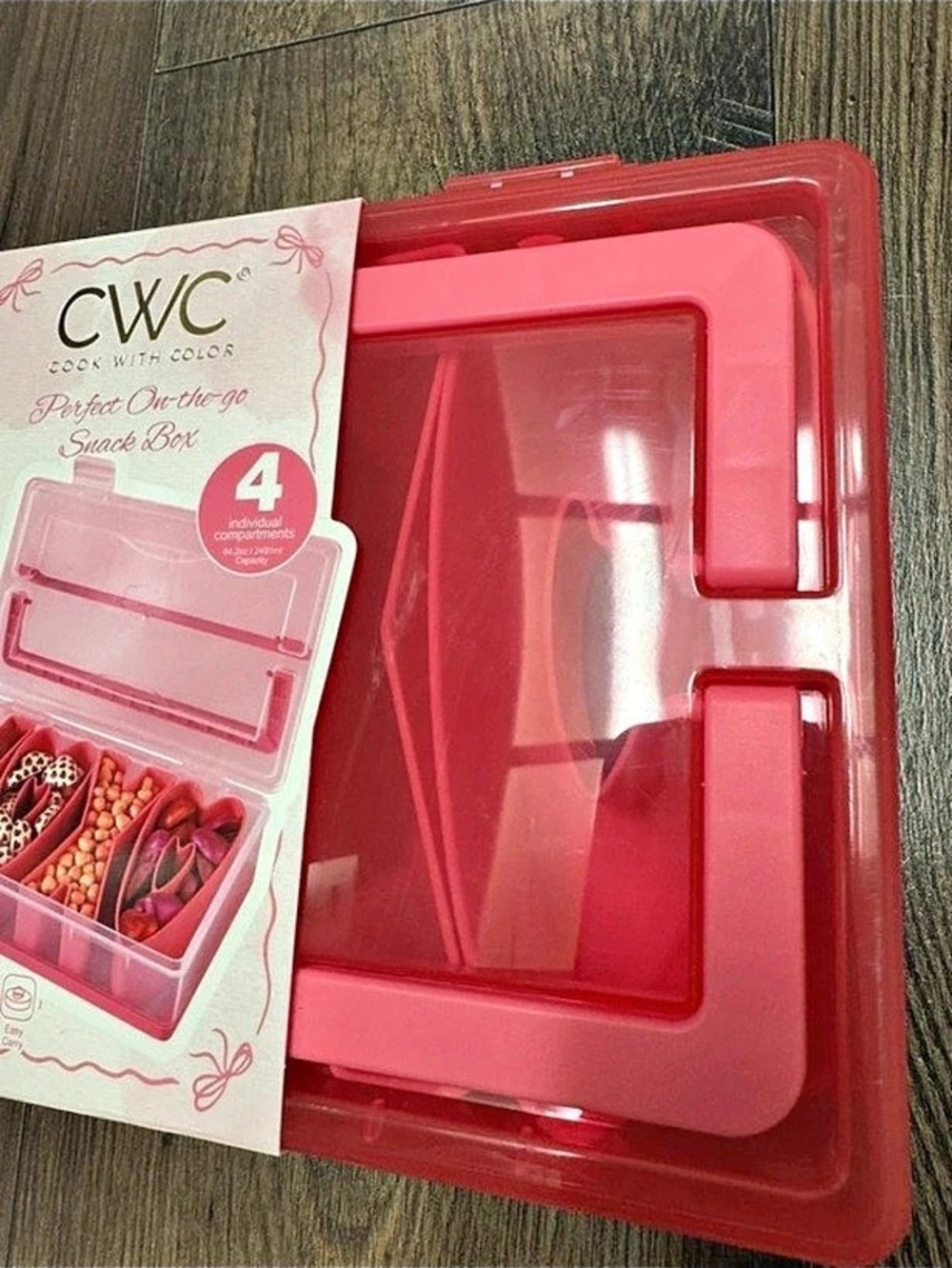 CWC Cook With Color Pink 4 Compartment Snack Box (Snackle box) - Picture 3 of 6